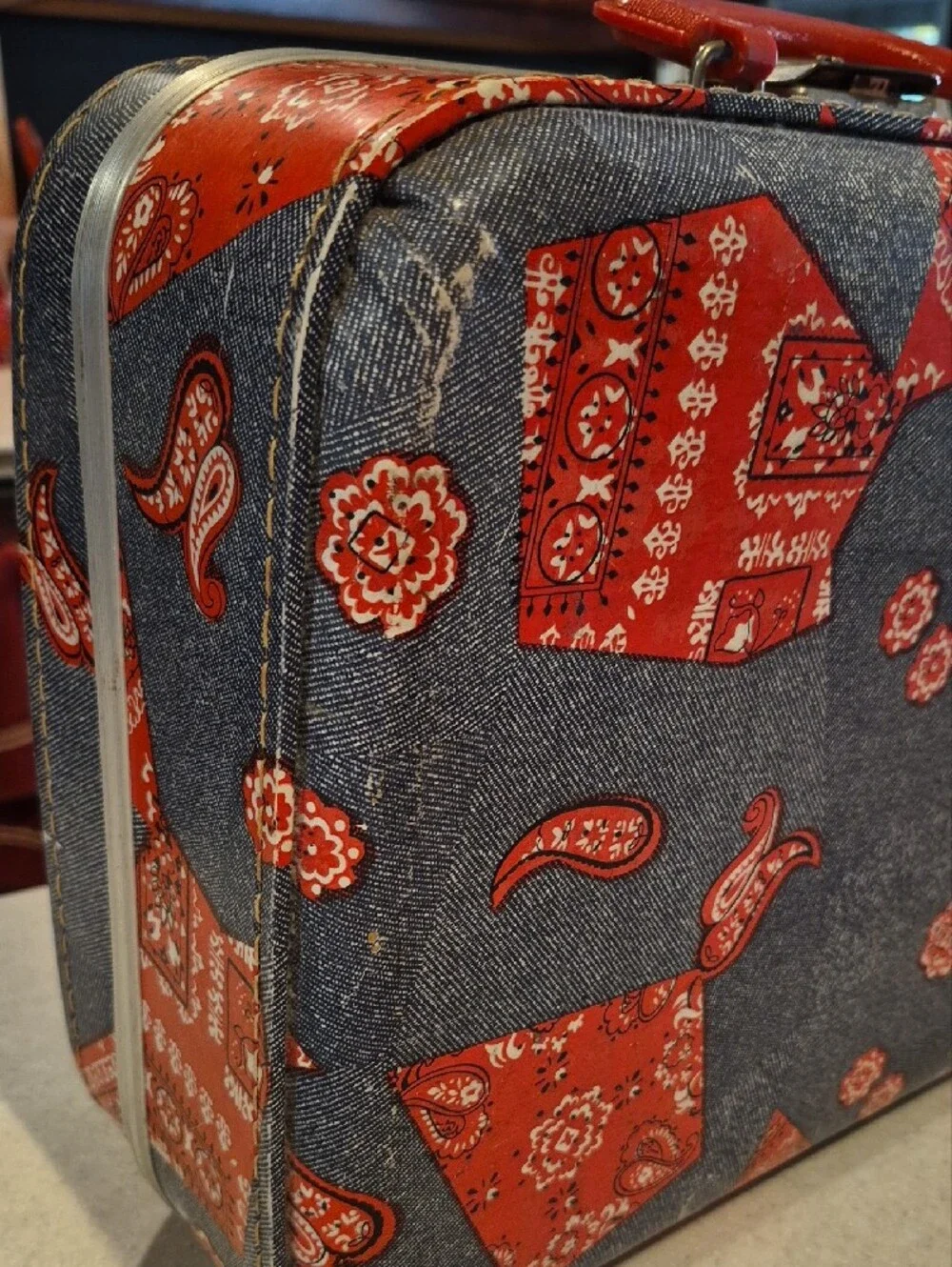 Red Bandana Patchwork Travel Train Case